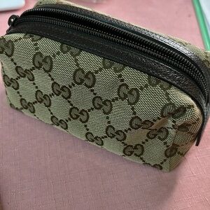 Gucci GG Canvas Zip Pouch Cosmetic Bag